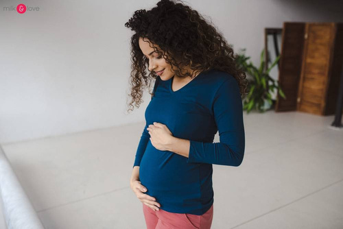 Milk Shirt Bluzka do karmienia i ciążowa z dekoltem w serek poseidon