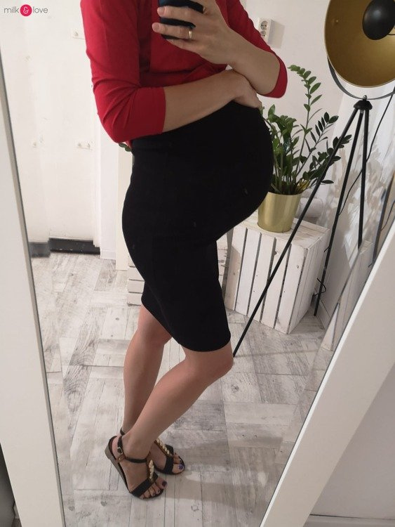 Spódnica ciążowa Tummy z dzianiny w prążki Milk&Love granatowa