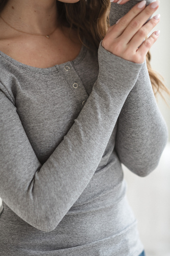 Bluzka ciążowa i do karmienia Tummy Milk&Love wiskoza jasny szary melanż