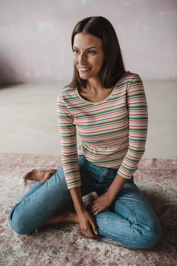 Milk Shirt Bluzka do karmienia i ciążowa Milk&Love w prążek zielony