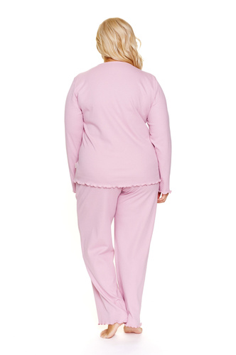 Doctor Nap 7326 – Bawełniana piżama damska plus size z falowanymi wykończeniami | 100% bawełna, polska produkcja - papaya