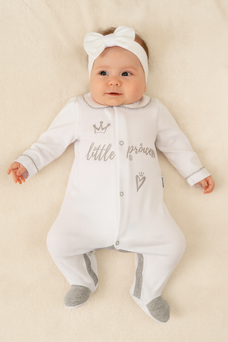 Pajac "LITTLE PRINCESS" Terjan biały