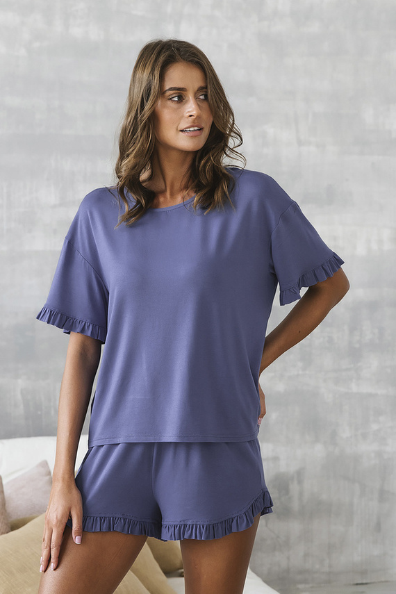 Styl Piżama Damska krótki rękaw, spodenki Italian Fashion - niebieski