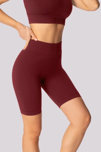 Ribbed spodenki bikery damskie prążek Mona burgund