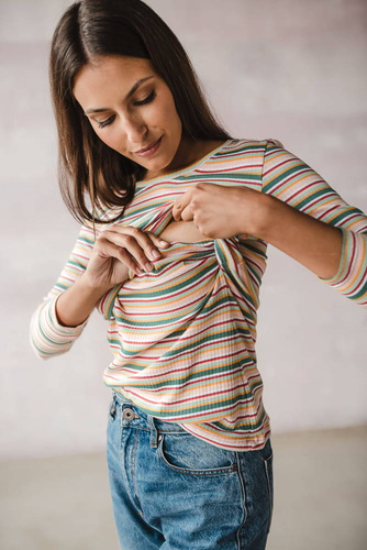 Milk Shirt Bluzka do karmienia i ciążowa Milk&Love w prążek zielony