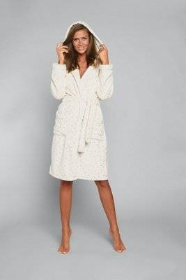 Styl Szlafrok damski z kapturem Italian Fashion - druk/złote gwiazdki