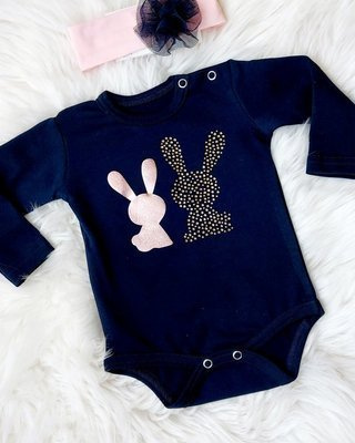 Króliczki Bambarillo Body z długim rękawem granatowy