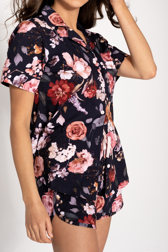 Midnight piżama damska rozpinana Momenti Per Me navy