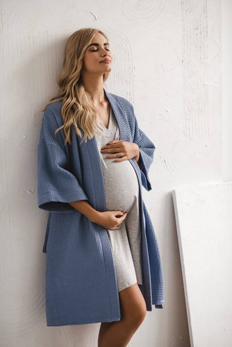 Moon wiskozowa koszula nocna ciążowa i do karmienia Milk&Love jasny szary melanż