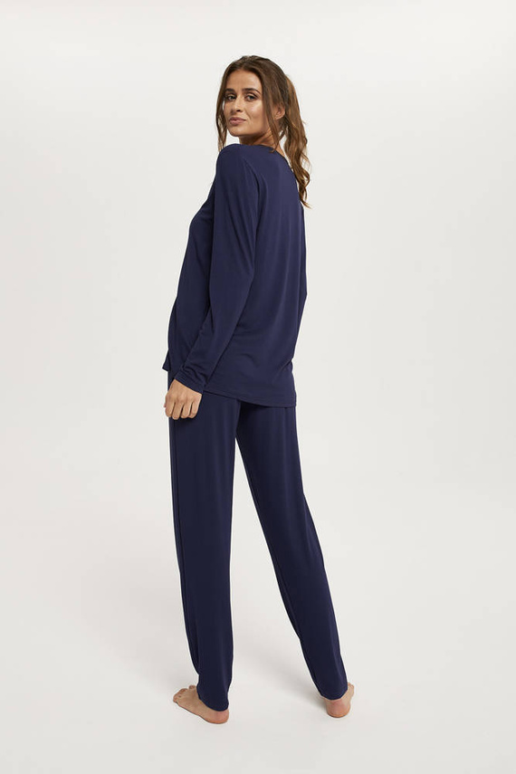 Song Piżama Damska długi rękaw, długie spodnie Italian Fashion - granatowy
