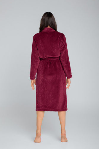Bona Szlafrok damski polarowy Italian Fashion - bordo 