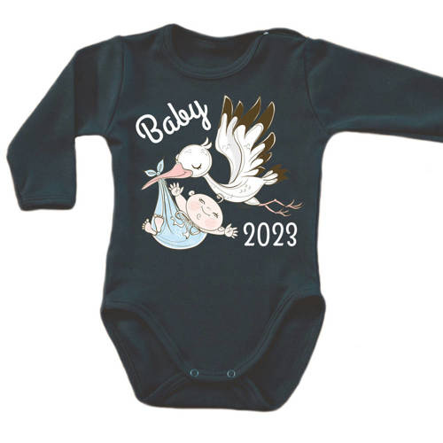 "BABY 2023 born in" Moocha Body długi rękaw czarny