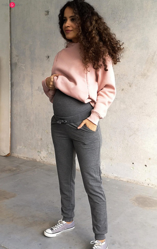 Spodnie Milk&Love dresowe ciążowe ciemny szary melanż