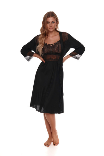 501 Szlafrok damski peniuar Lupoline- czarny