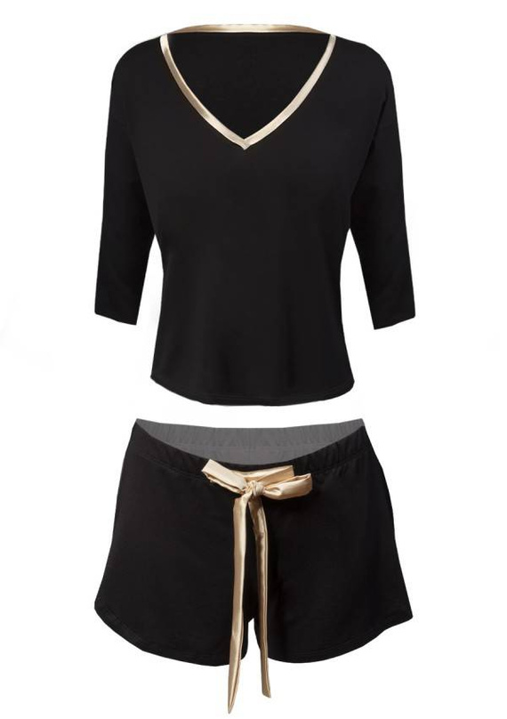 Edith Komplet Piżama Damska DKaren - Czarny