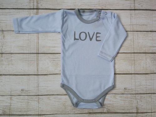 "Love" Body z długim rękawem Terjan - niebieski