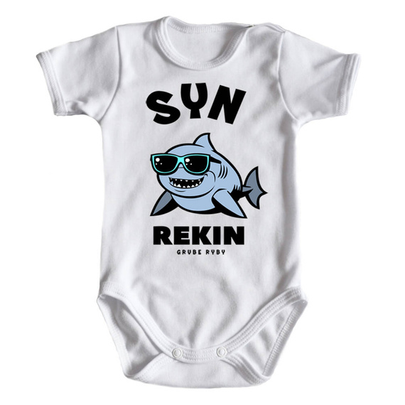 "REKINY grube ryby" Moocha body krótki rękaw biały