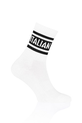 S155D Vintage Italian Fashion Skarpety długie - biały/czarny