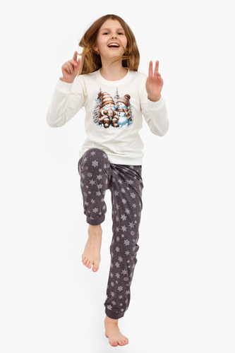 977/190 978/190 Friends Cornette piżama dziewczęca – bawełna, długi rękaw, zimowy motyw