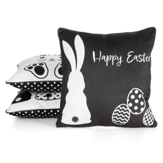 Wiosna 5 Poszewka wielkanocna z welwetu nadrukiem Eurofirany czarny