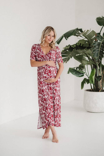 Sukienka do karmienia Two Ways LONG krótki rękaw Milk&Love jasne kwiaty