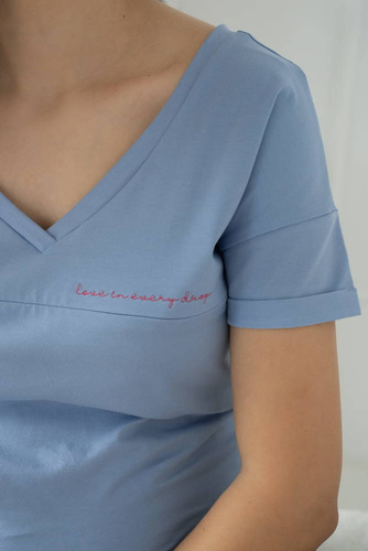 M-Shirt Bluzka ciążowa i do karmienia V-neck Milk&Love błękitny
