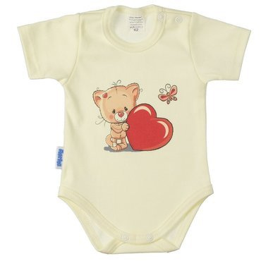 Miś z Serduszkiem Martex body niemowlęce krótki rękaw ecru