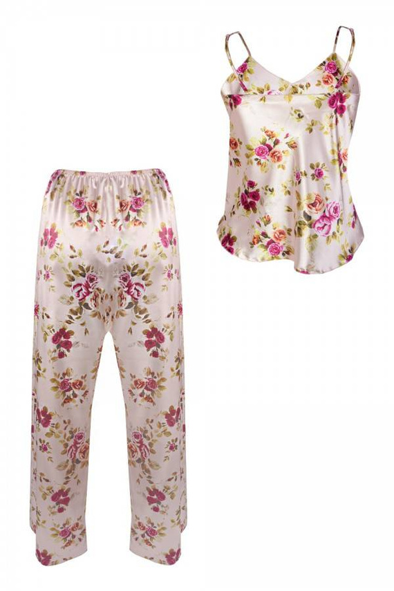 DK-KI Flowers Komplet Damski Piżama DKaren - 4 ecru