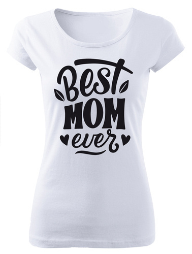 "Best mom ever" koszulka damska Dzień Mamy Moocha biały