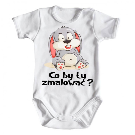 "Wielkanoc – Co by tu zmalować?" Moocha body krótki rękaw biały