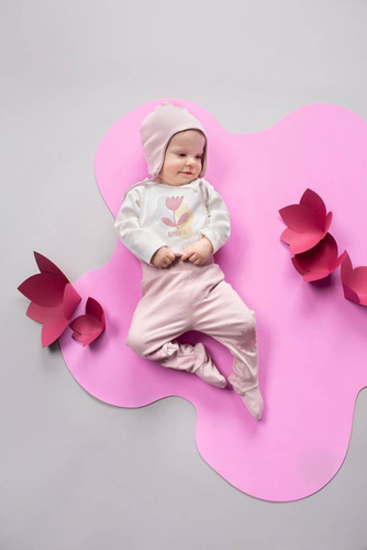 Romantic Pinokio Wiązana Czapka niemowlęca - róż