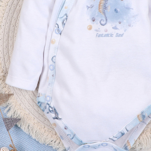 ABN-5442 Sea Of Joy Body kopertowe Nini biały - bawełna organiczna, dla niemowląt