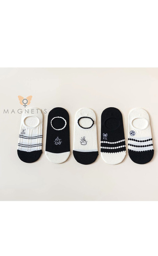 Baleriny damskie CC-251109 Magnetis bawełniane – stopki z silikonem na pięcie