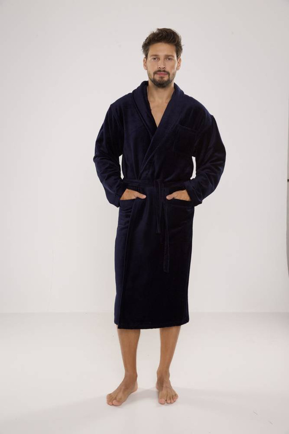 803 / 819 Twin Frotte szlafrok męski Forex - cały granatowy (dark blue)