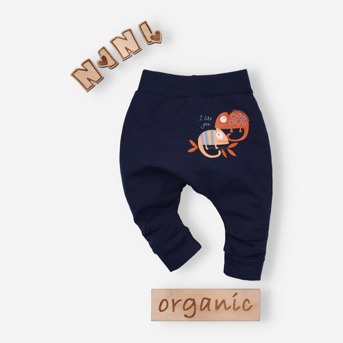 ABN-3175/GRA Kameleon Spodnie z bawełny organicznej Nini granatowy