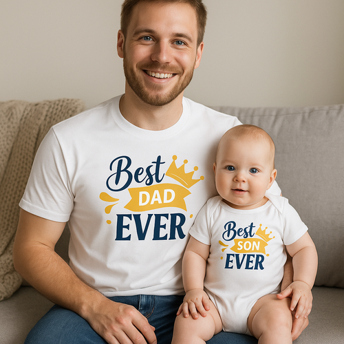 "BEST DAD + BEST SON" Moocha Komplet dla taty i syna koszulka + body