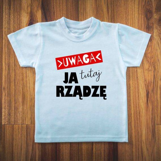 "Uwaga ja tutaj rządzę" Moocha Koszulka dziecięca czarny