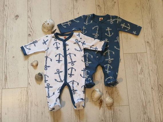 "BLUE SEA" Makoma Pajac niemowlęcy niebieski