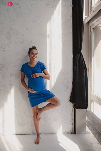 Night & Day Koszula nocna ciążowa i do karmienia krótki rękaw Milk&Love chabrowy