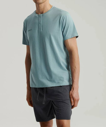 NMP-386  Piżama męska krótki rękaw, Atlantic-niebieski grafitowy