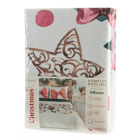 Ribeno Pościel świąteczna kokardki z mikrowłókna Eurofirany zielony