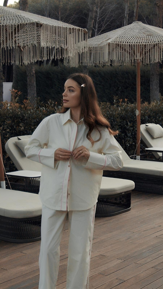 Piżama damska Sensis Raven limonkowa – bawełniana, koszula + spodnie