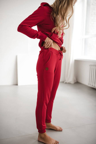 Spodnie Milk&Love dresowe ciążowe karminowa czerwień