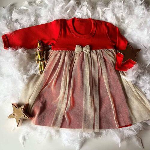 SK04 Merry Christmas Mamatti Sukienka - czerwony