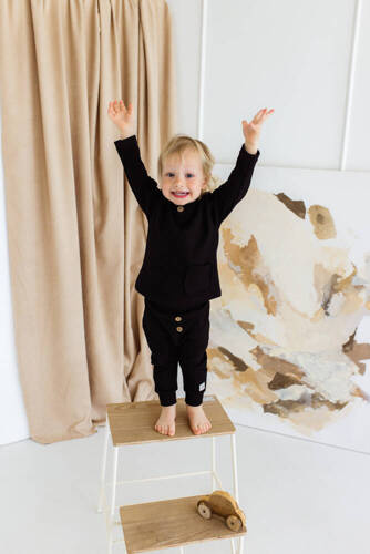 "Natural Waffel" Makoma Bluza polo black