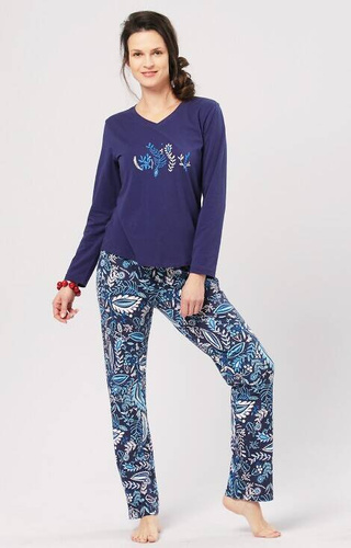 LNS 793 Piżama Damska bawełniana Key -granatowy