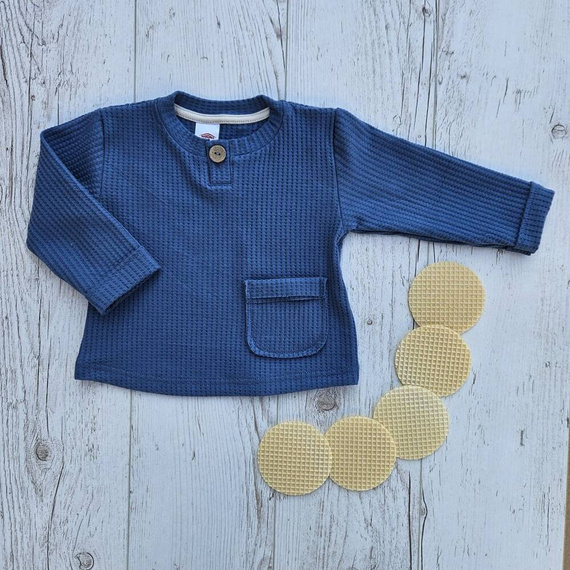 "Natural Waffel" Makoma Bluza polo denim