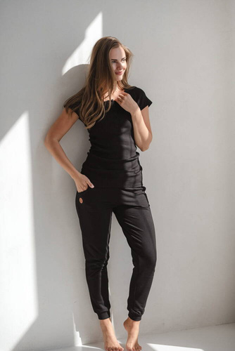 Tummy Bluzka ciążowa i do karmienia z krótkim rękawem Milk&Love czarny