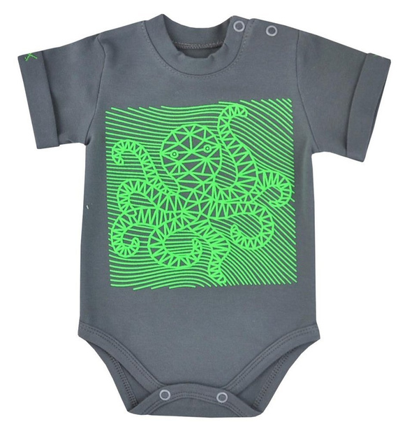 Bawełiane Body krótki rękaw "JOŚMIORNICA" Koala- niebieski