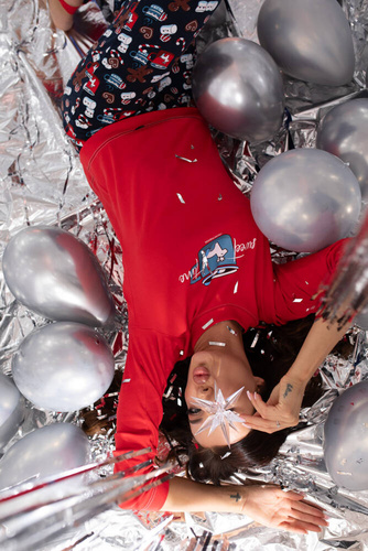 Makala Piżama Damska długi rękaw i długie spodnie Italian Fashion - czerwony/druk